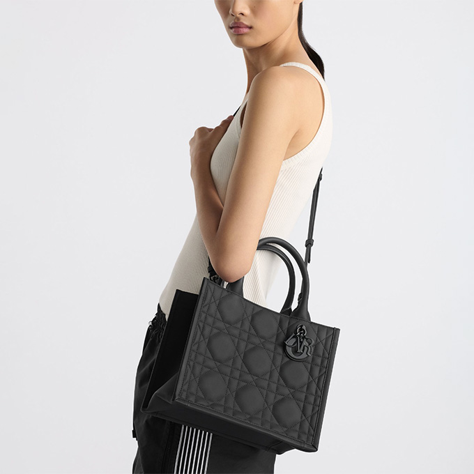 dior book tote small matte black calfskin oversized cannage quilt detachable strap hand crossbody tote bag